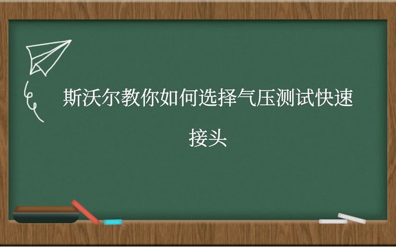 斯沃尔教你如何选择气压测试快速接头
