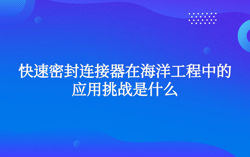 快速密封连接器在海洋工程中的应用挑战是什么